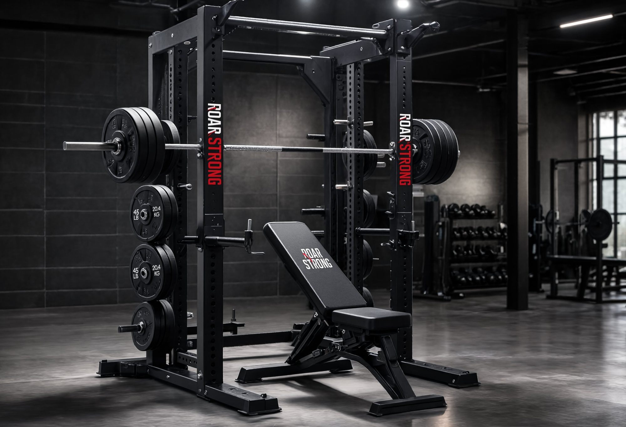 Rack de pesas y banco de entrenamiento ROAR STRONG