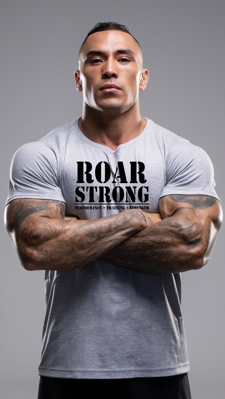 Camiseta gris ROAR STRONG, atleta masculino